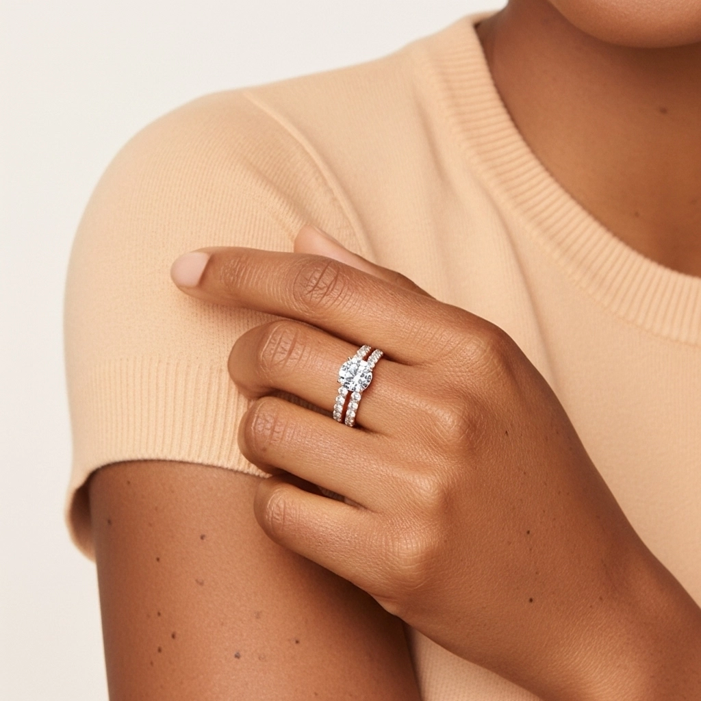 1.00ct Moissanite Wedding Ring Set 925 Sterling Silver