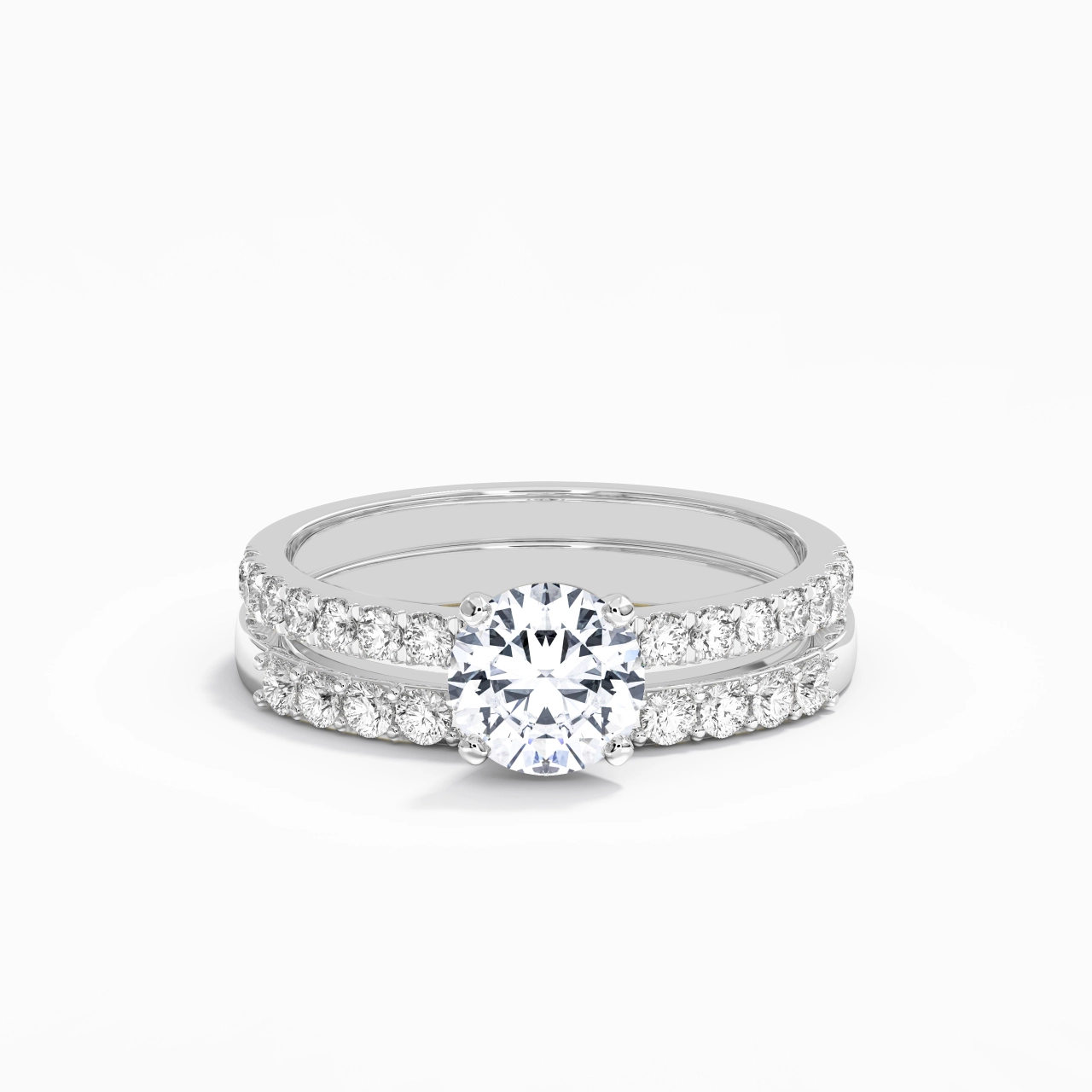 1.00ct Moissanite Wedding Ring Set 925 Sterling Silver
