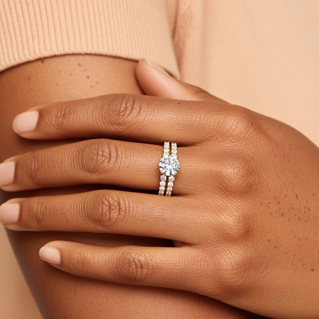 1.00ct Moissanite Wedding Ring Set 925 Sterling Silver