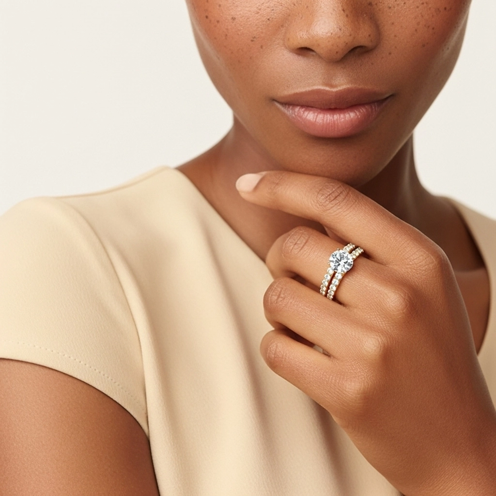 1.00ct Moissanite Wedding Ring Set 925 Sterling Silver