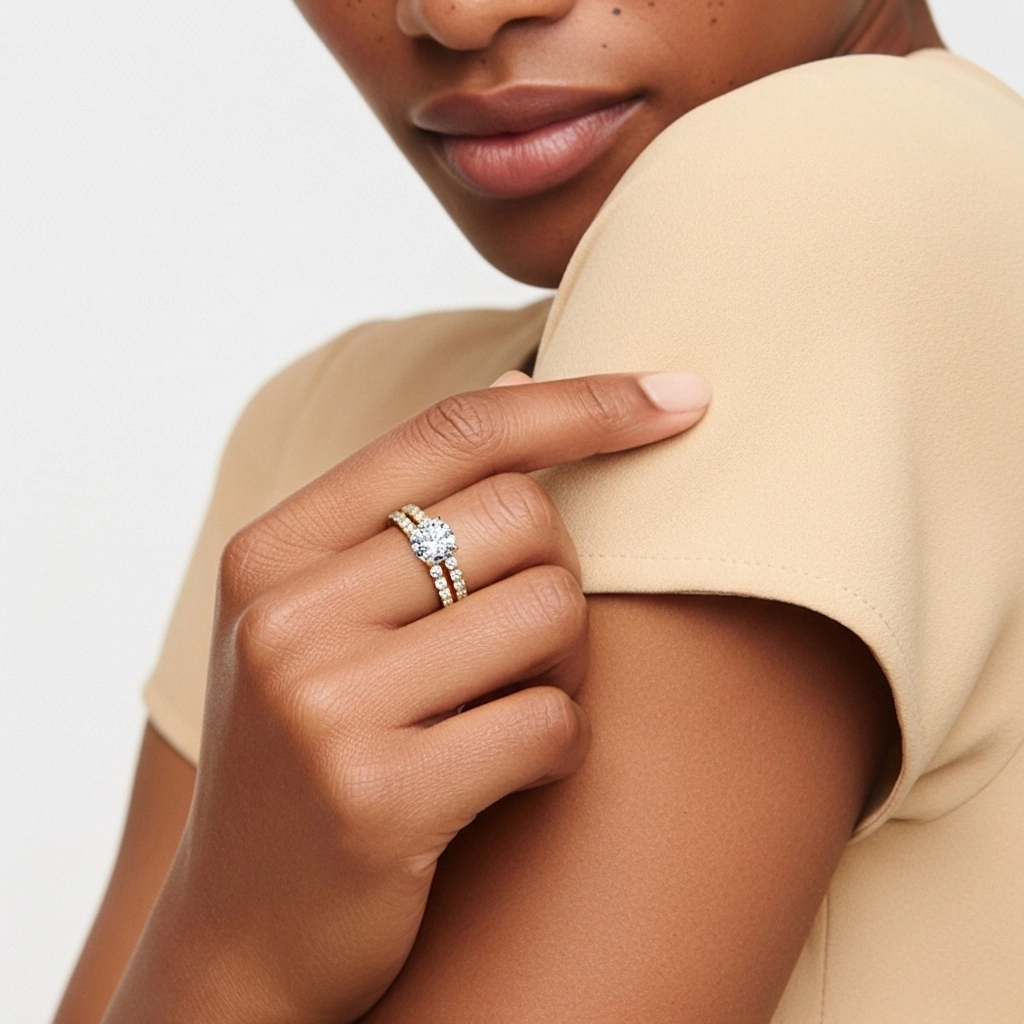 1.00ct Moissanite Wedding Ring Set 925 Sterling Silver