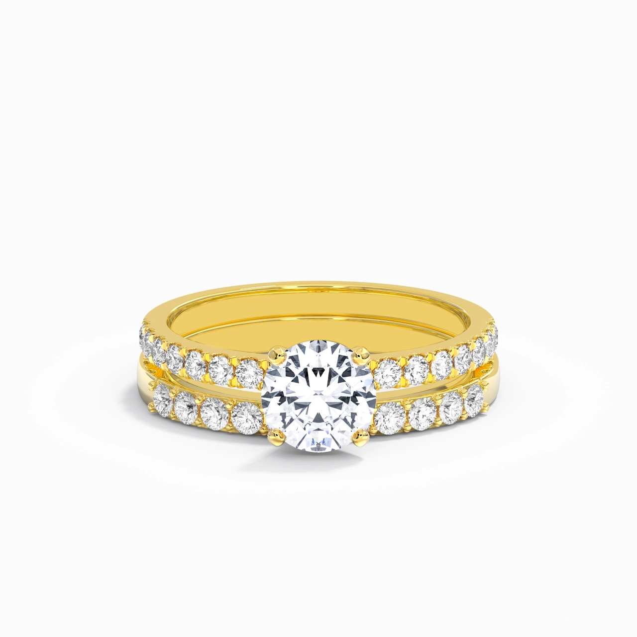 1.00ct Moissanite Wedding Ring Set 18K Gold