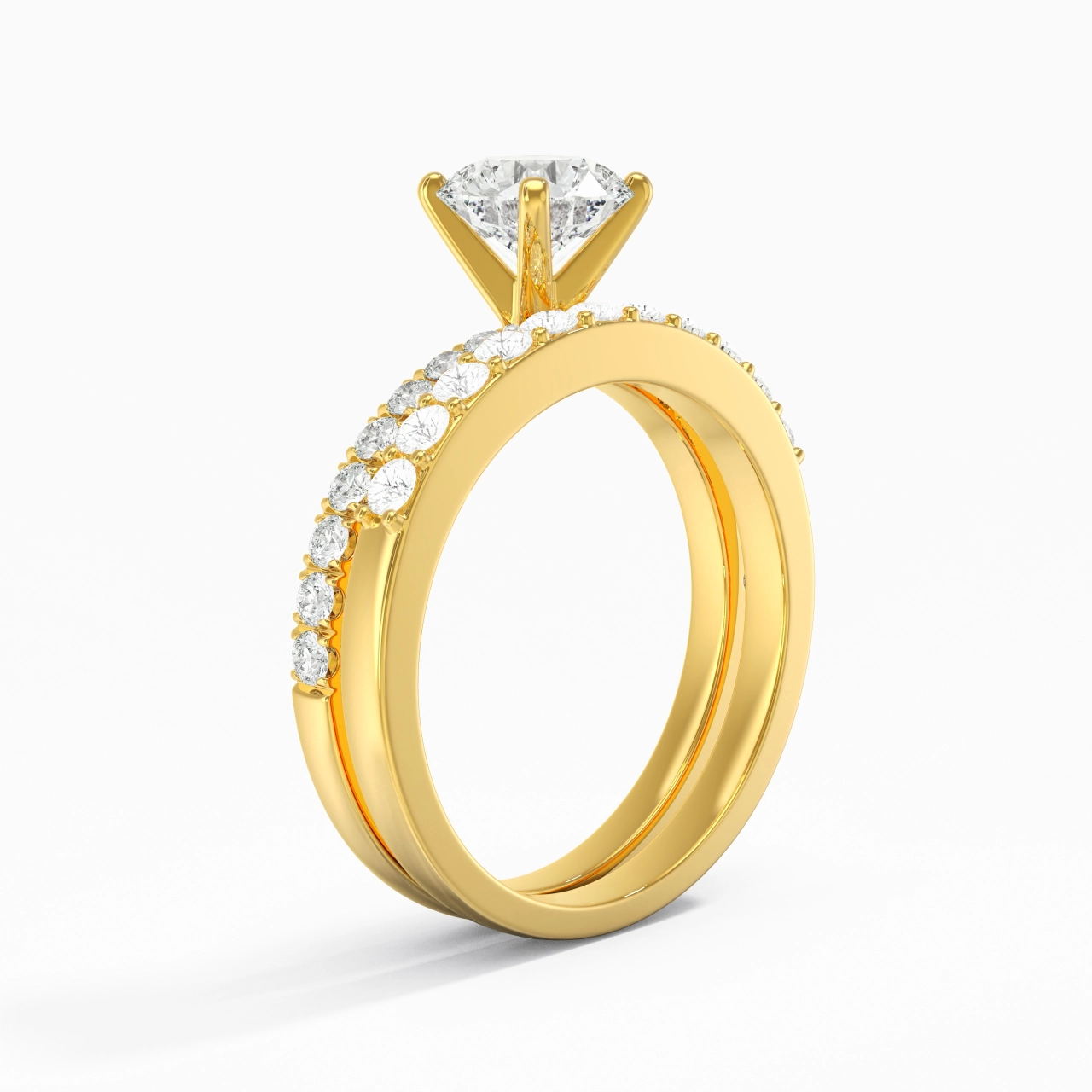 1.00ct Moissanite Wedding Ring Set 18K Gold