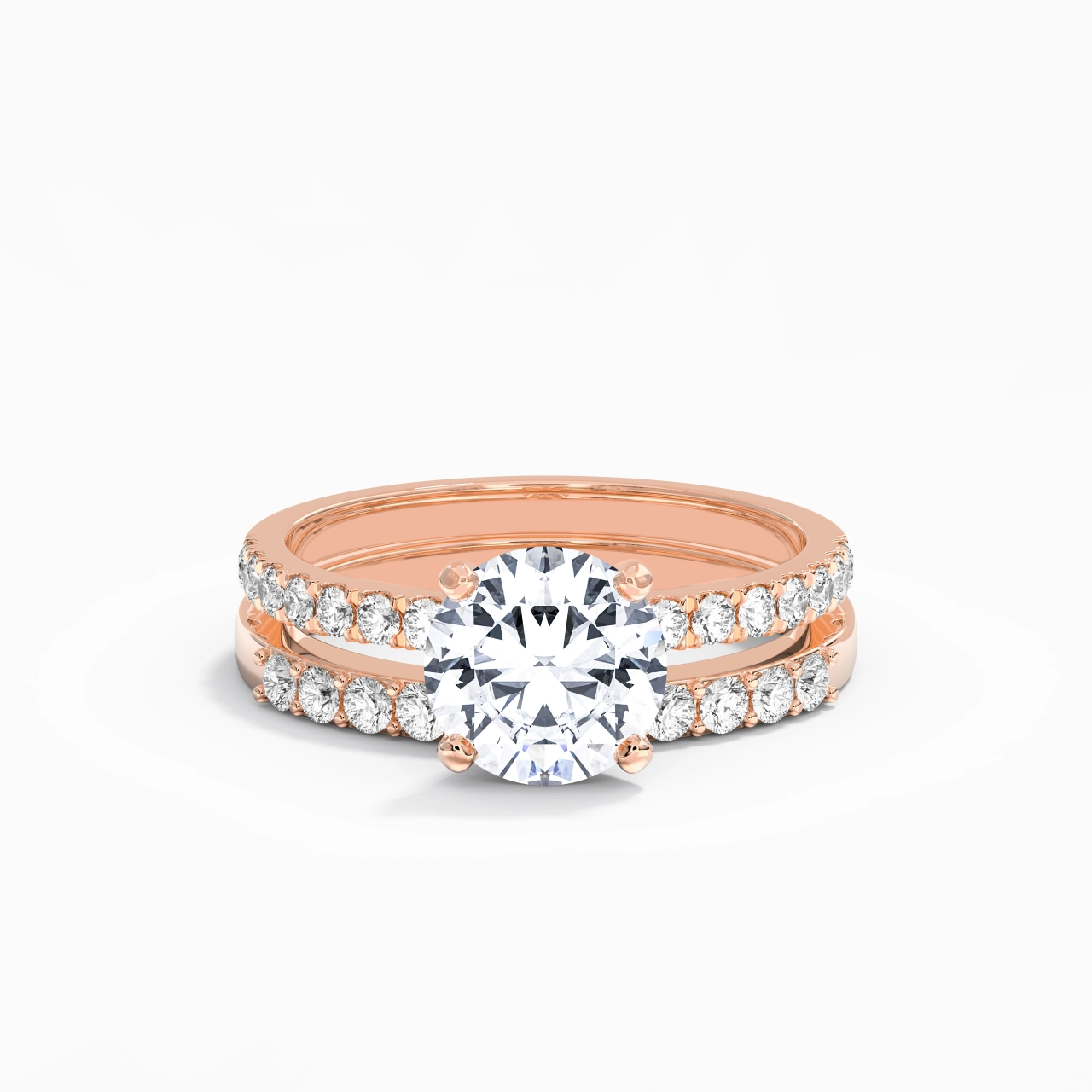 2.00ct Moissanite Wedding Ring Set 14K Rose Gold