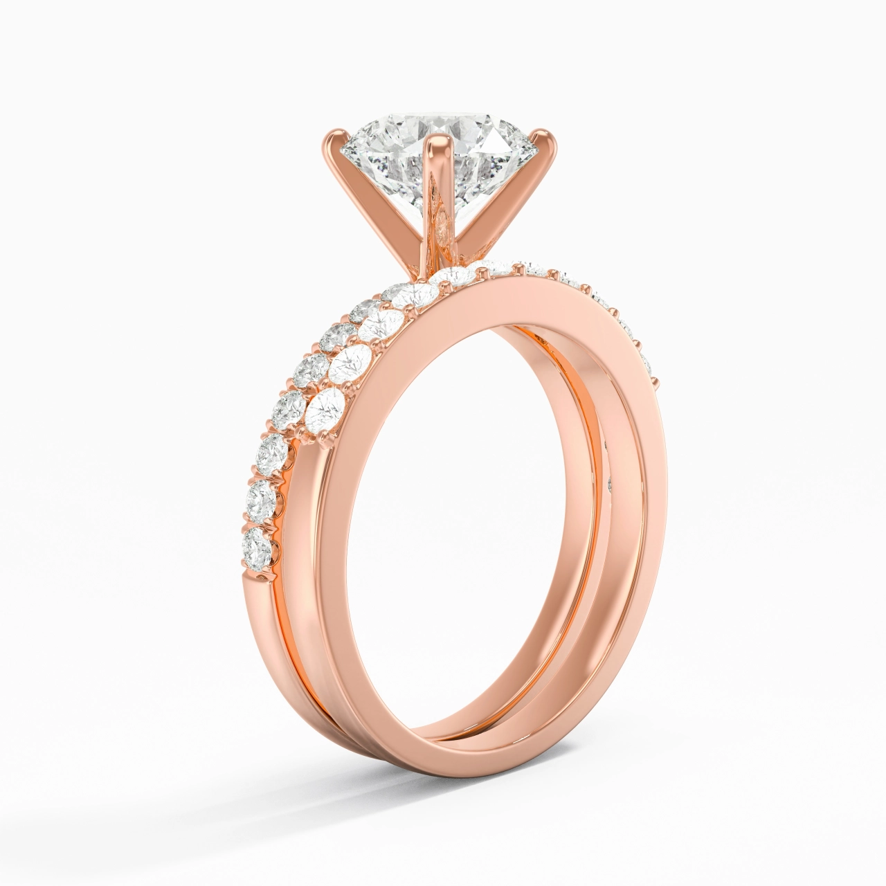 2.00ct Moissanite Wedding Ring Set 14K Rose Gold