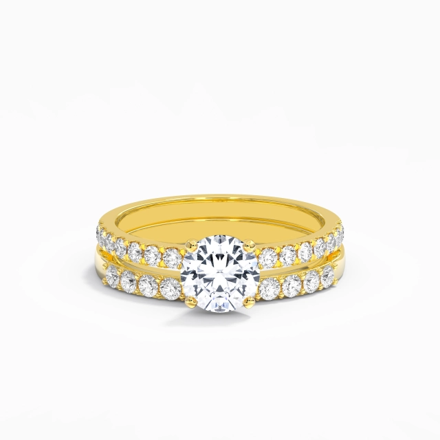 1.00ct Rond Moissanite Ensemble d'alliances Argent sterling 925 Pavé Délicat Tige Droite 1.00ct Rond Moissanite Ensemble d'alliances Argent sterling 925 Pavé Délicat Tige Droite