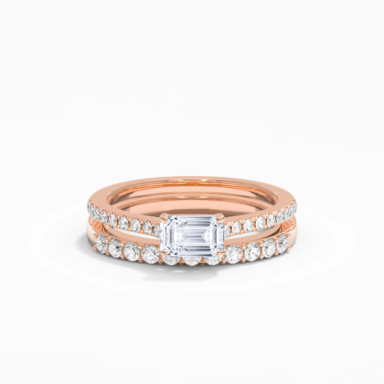 Delicate Women 14K Rose Gold Bridal Set