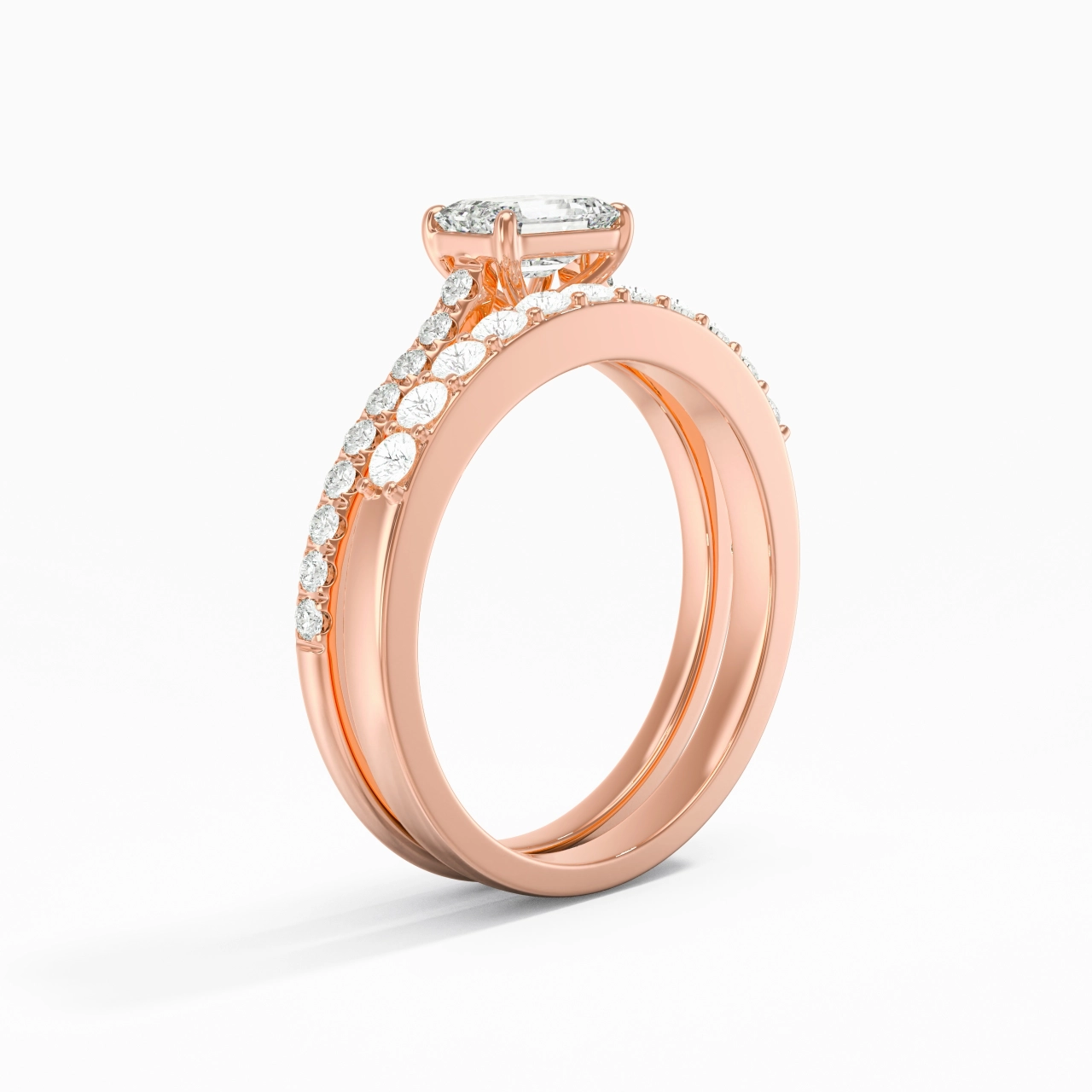 Delicate Women 14K Rose Gold Bridal Set
