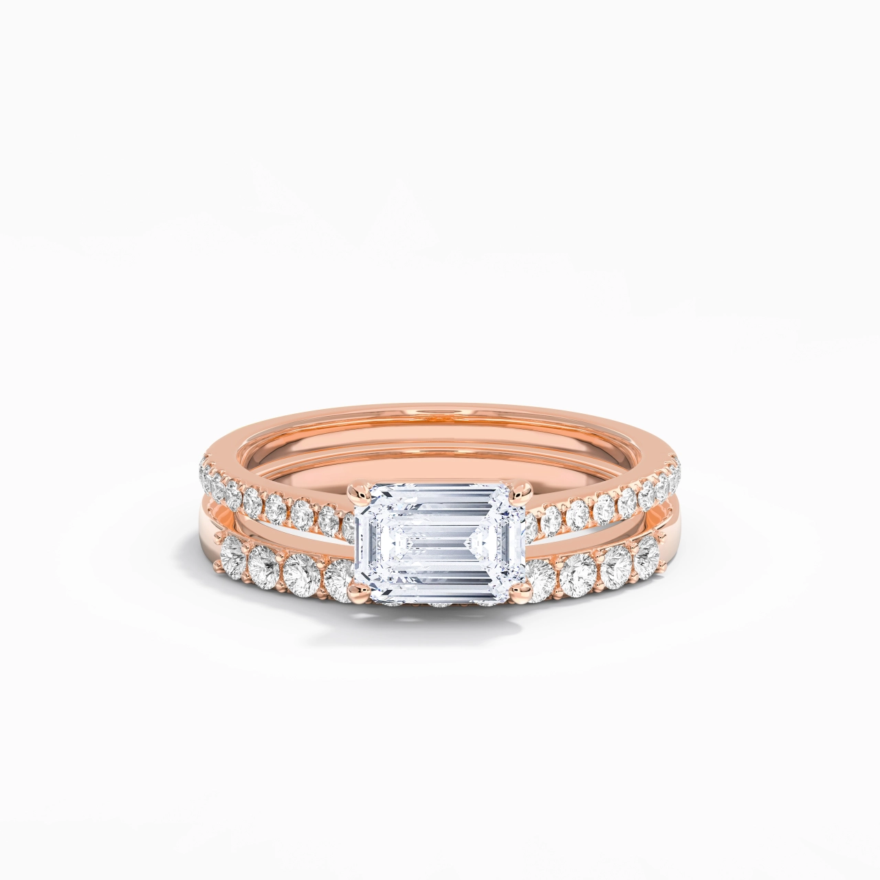 Delicate Women 14K Rose Gold Bridal Set