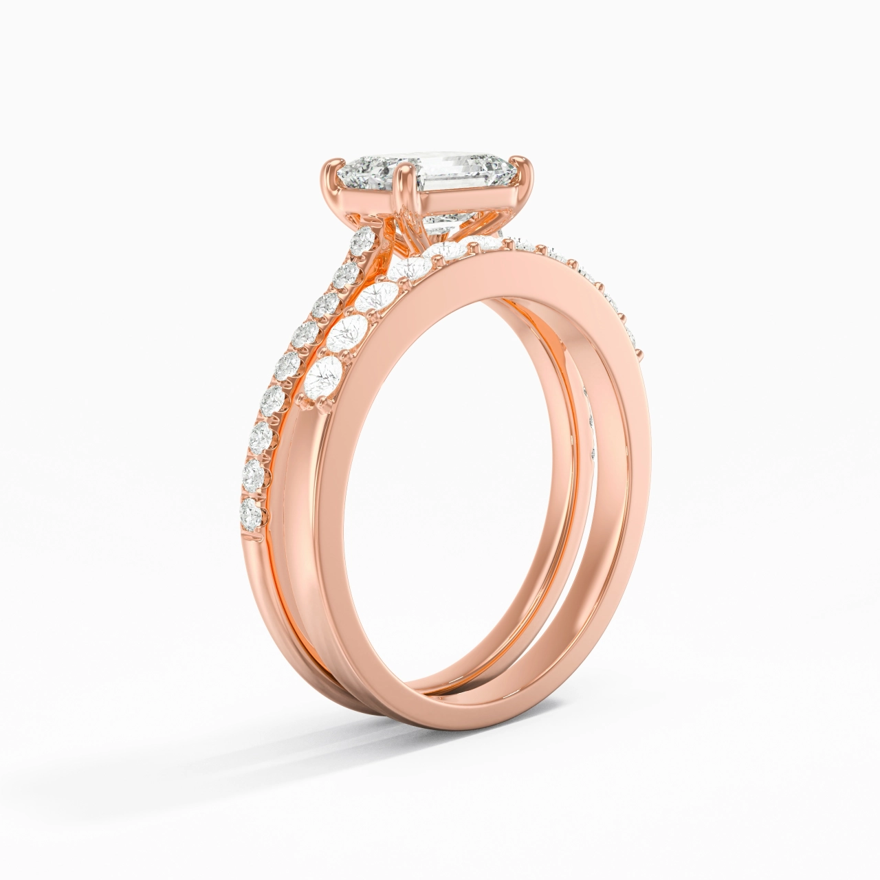 Delicate Women 14K Rose Gold Bridal Set