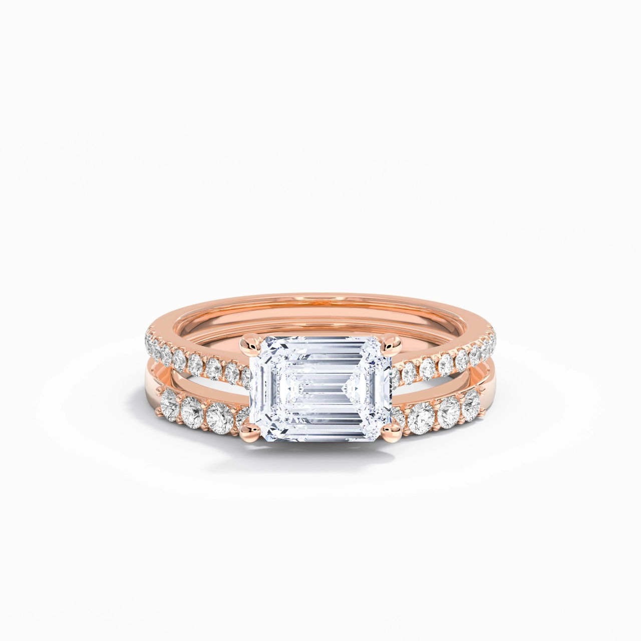 Delicate Women 14K Rose Gold Bridal Set