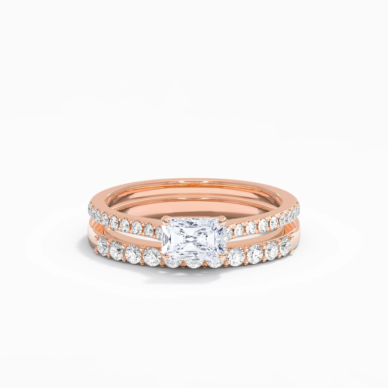 Delicate Women 14K Rose Gold Bridal Set