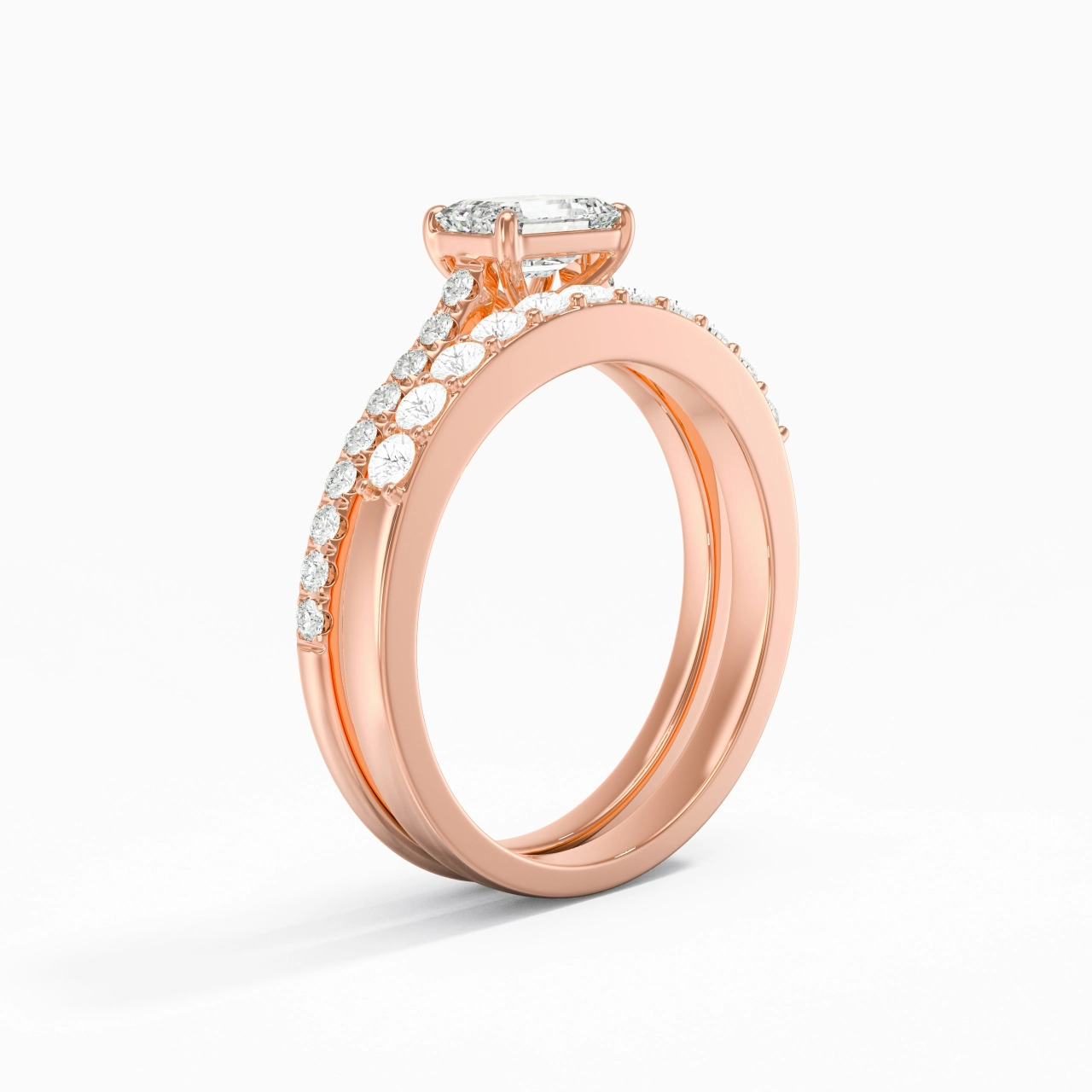 Delicate Women 14K Rose Gold Bridal Set