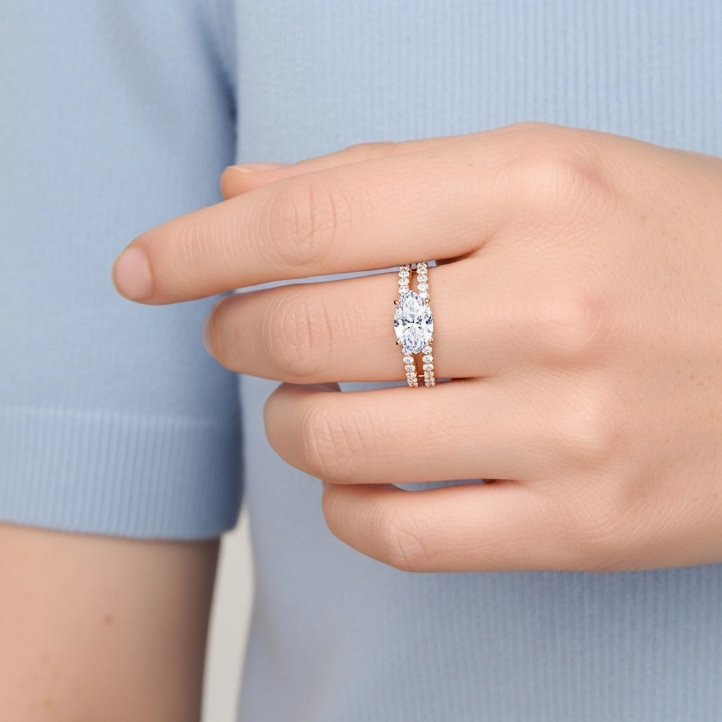 Delicate Women 18K Rose Gold Bridal Set