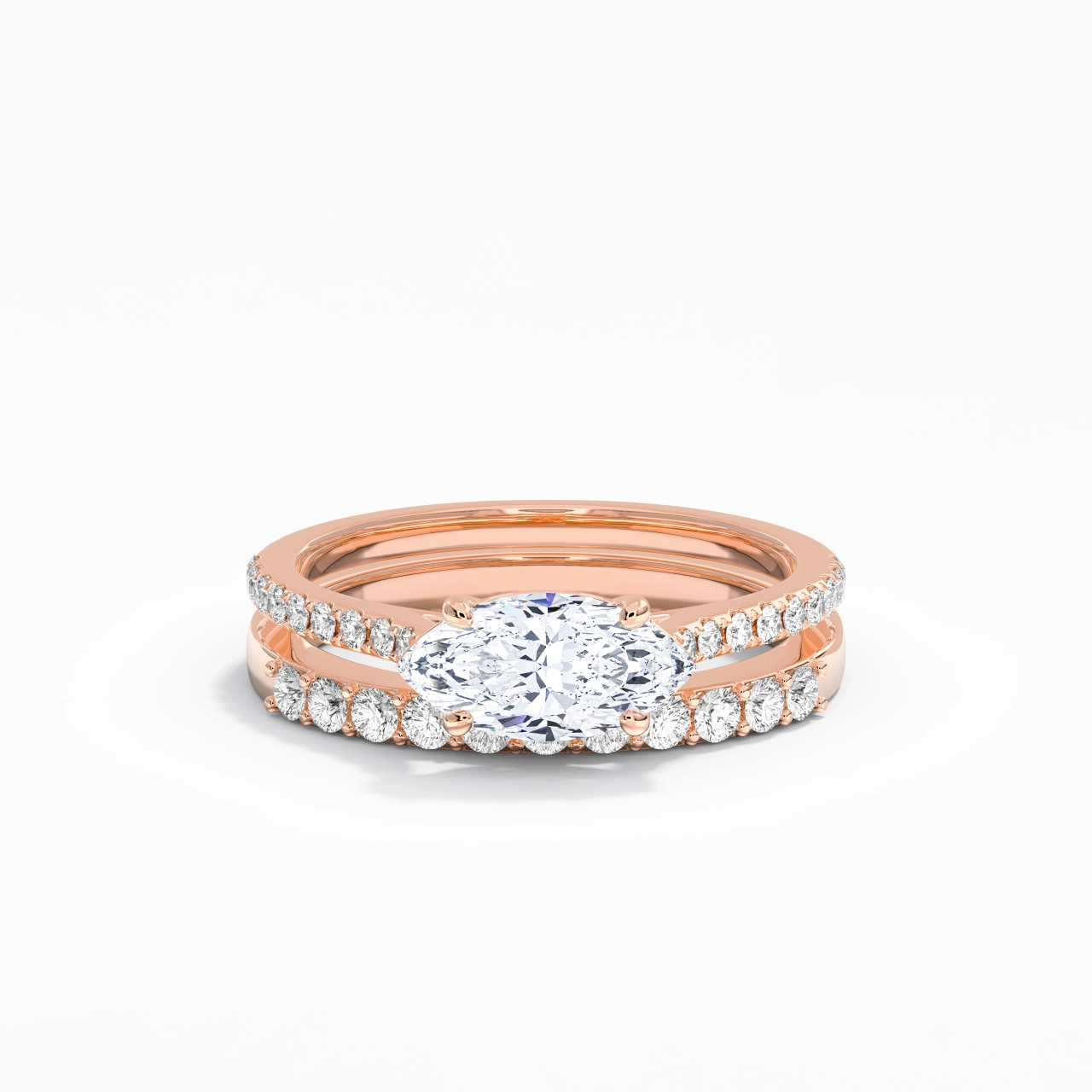 Delicate Women 14K Rose Gold Bridal Set