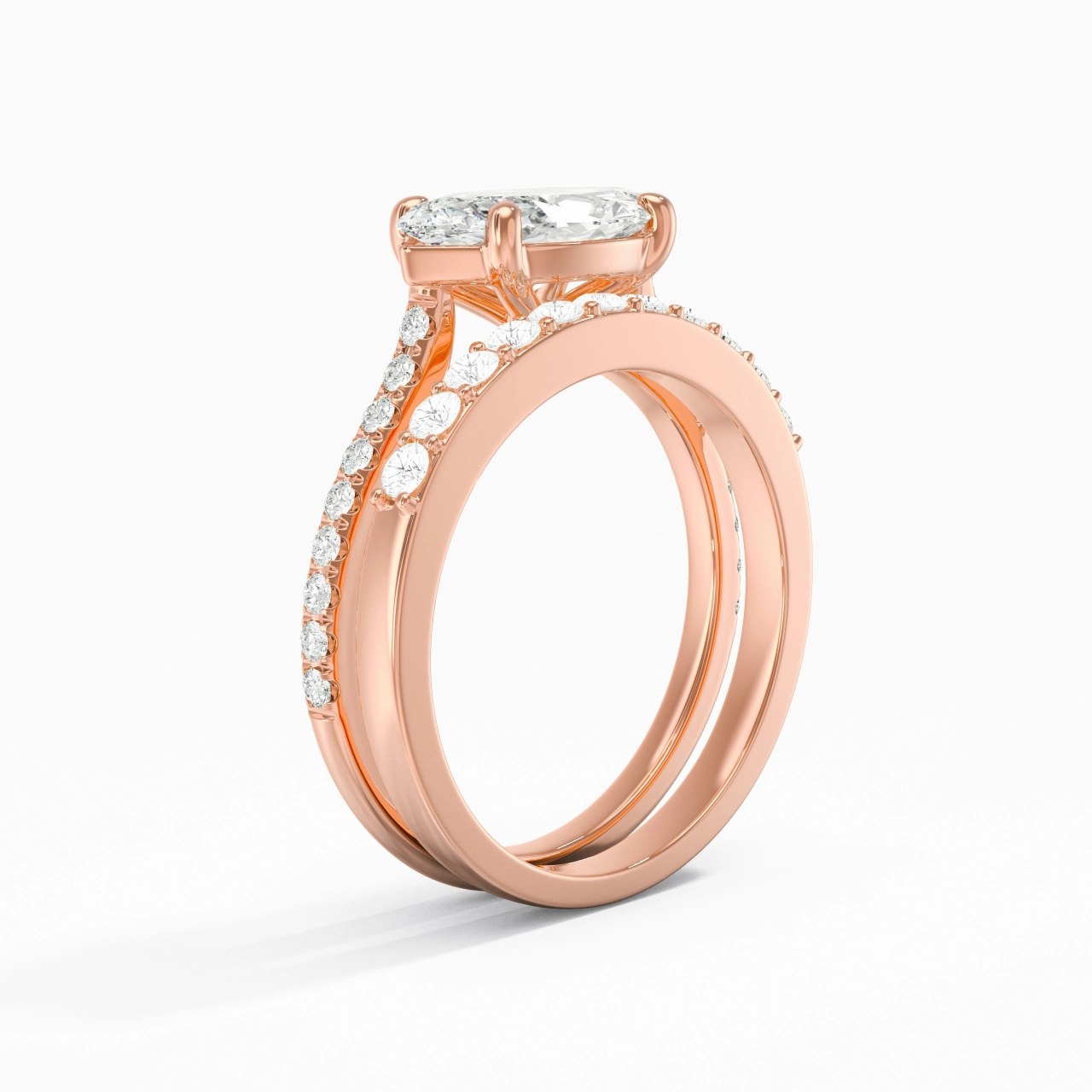 Delicate Women 14K Rose Gold Bridal Set