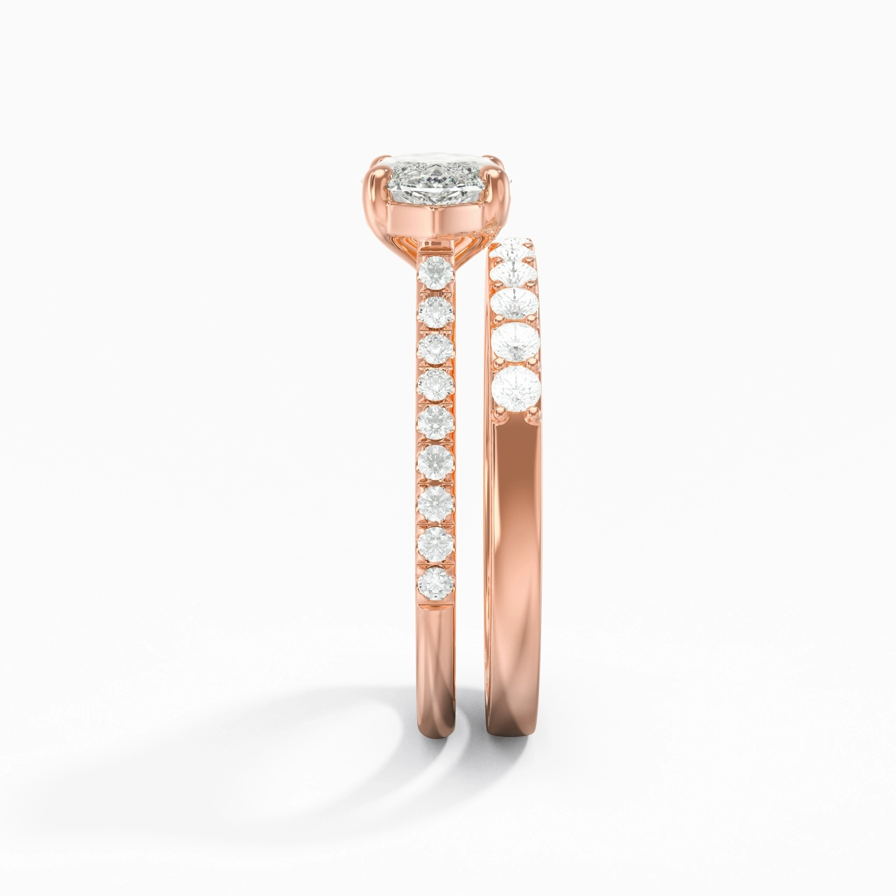 Delicate Women 14K Rose Gold Bridal Set