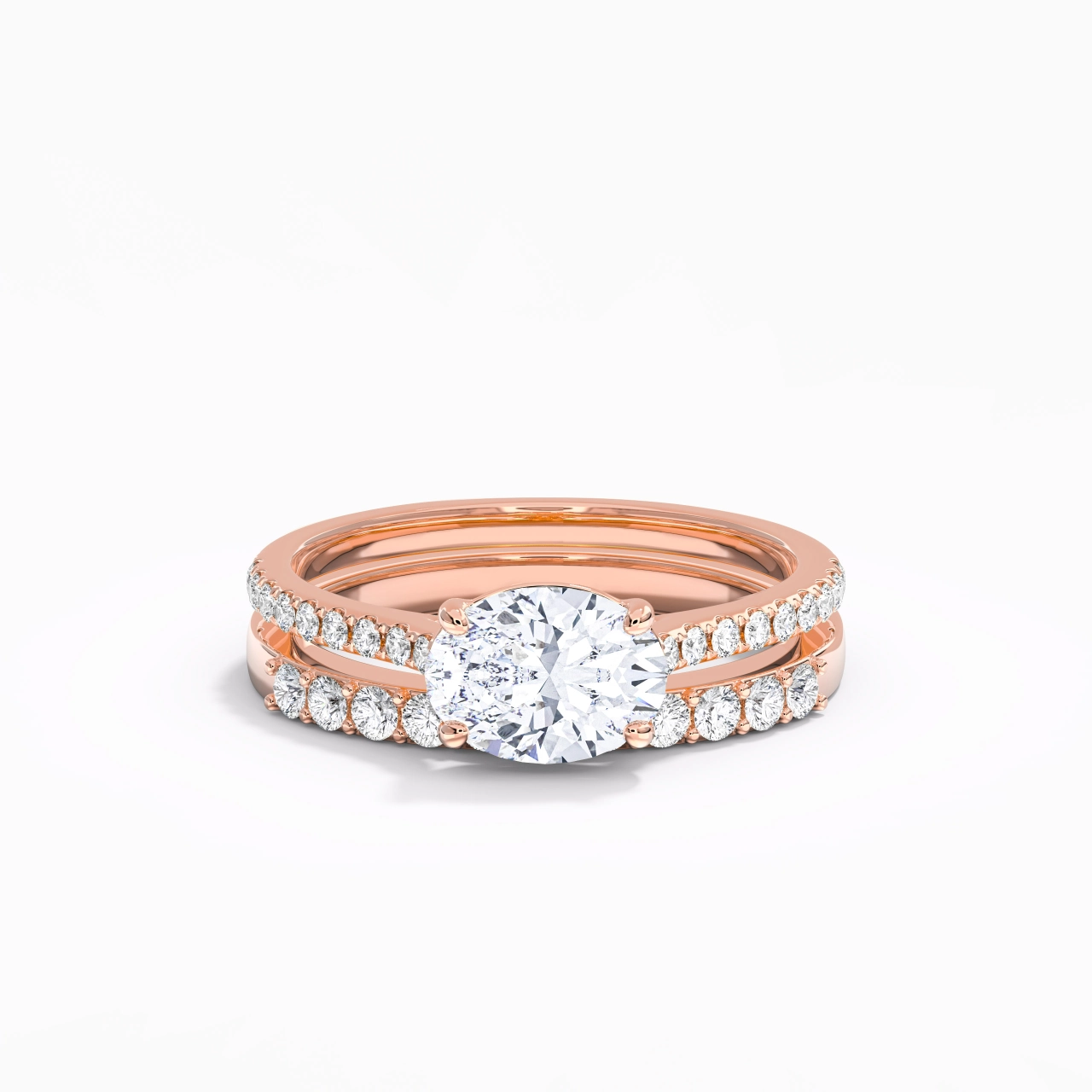 Delicate Women 18K Rose Gold Bridal Set
