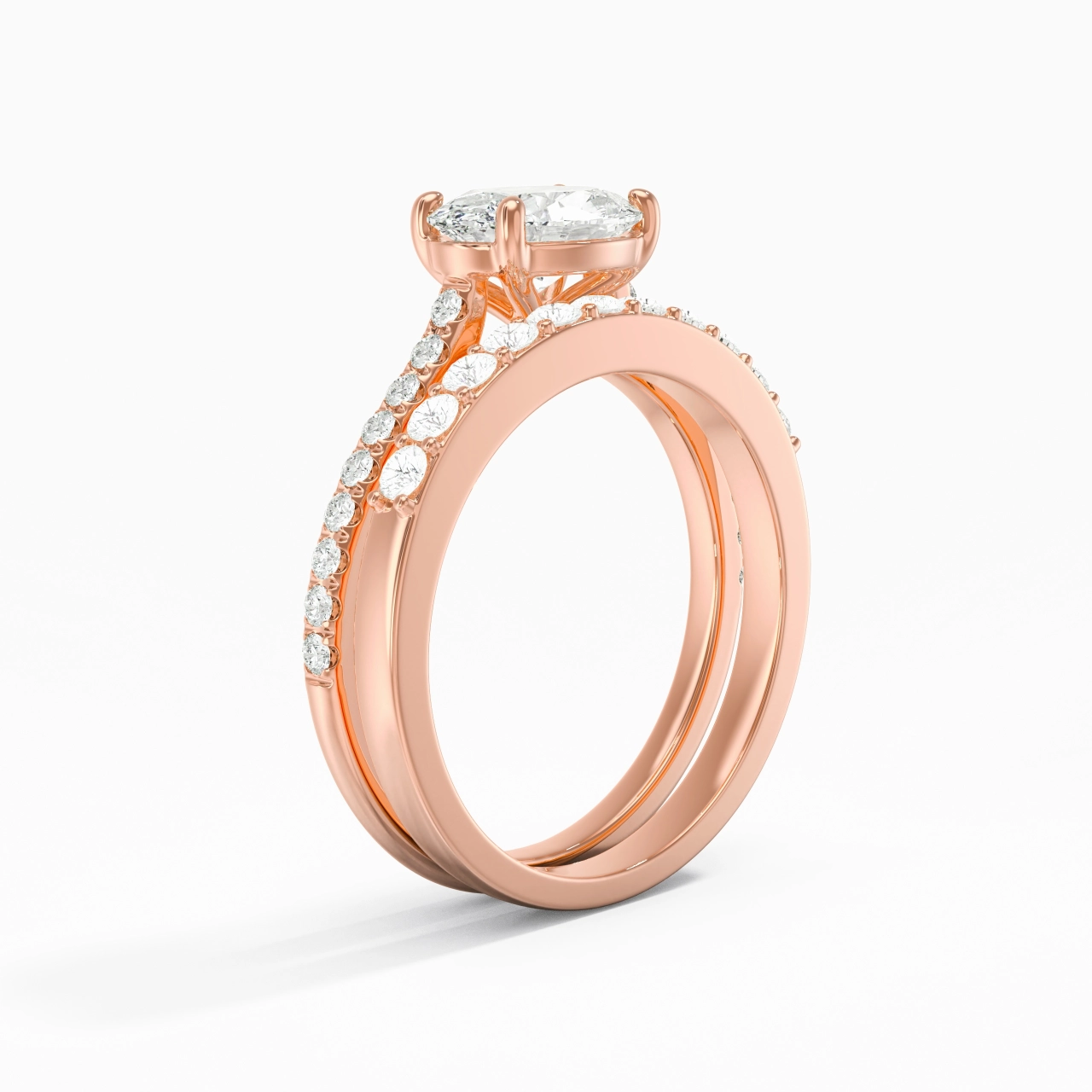 Delicate Women 18K Rose Gold Bridal Set