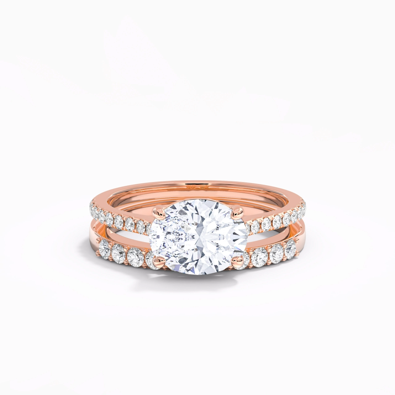 Delicate Women 18K Rose Gold Bridal Set