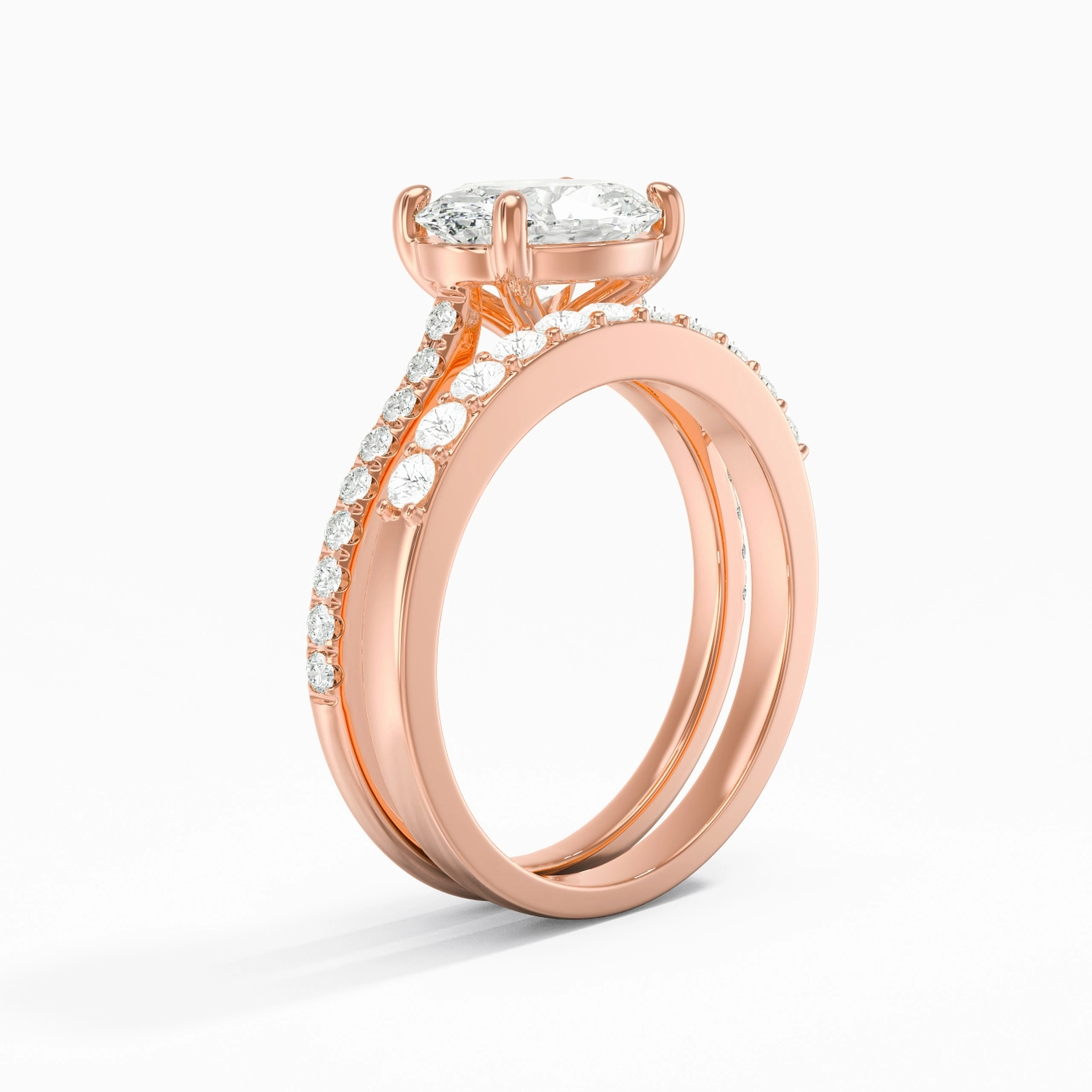 Delicate Women 18K Rose Gold Bridal Set