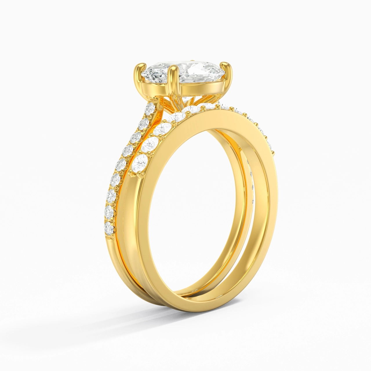 Delicate Women 14K Gold Bridal Set