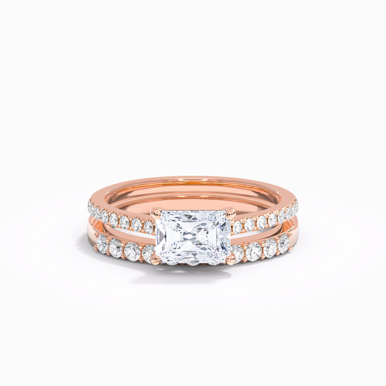 Delicate Women 14K Rose Gold Bridal Set