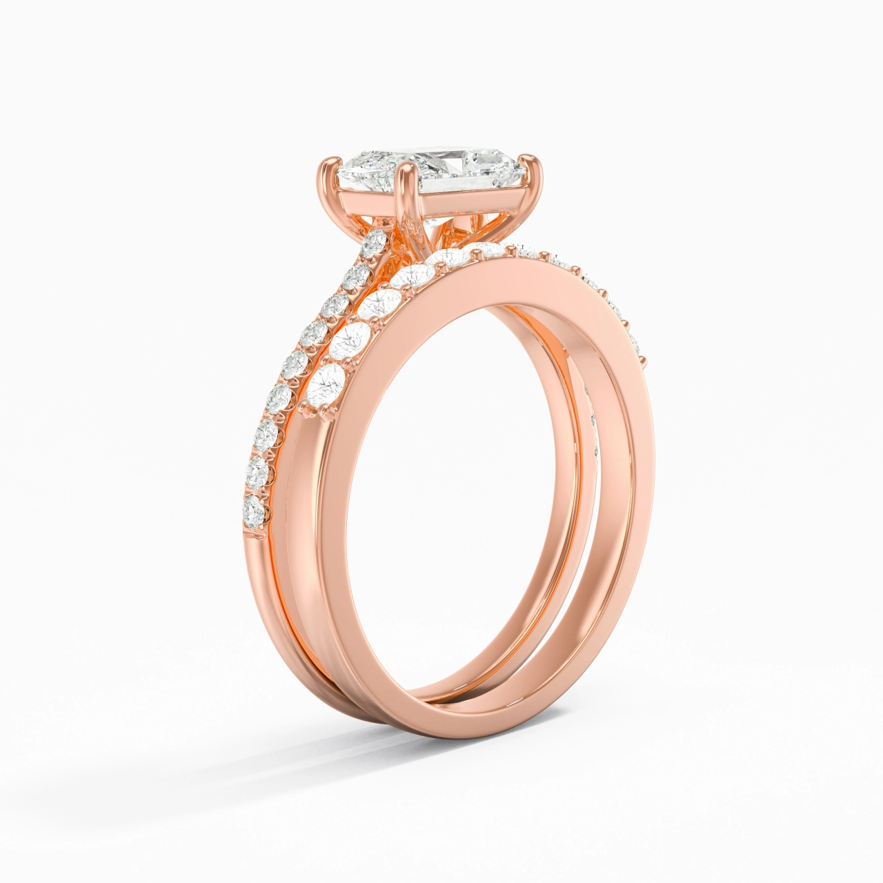 Delicate Women 14K Rose Gold Bridal Set