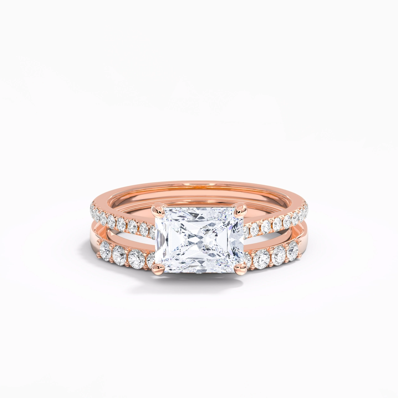 Delicate Women 18K Rose Gold Bridal Set