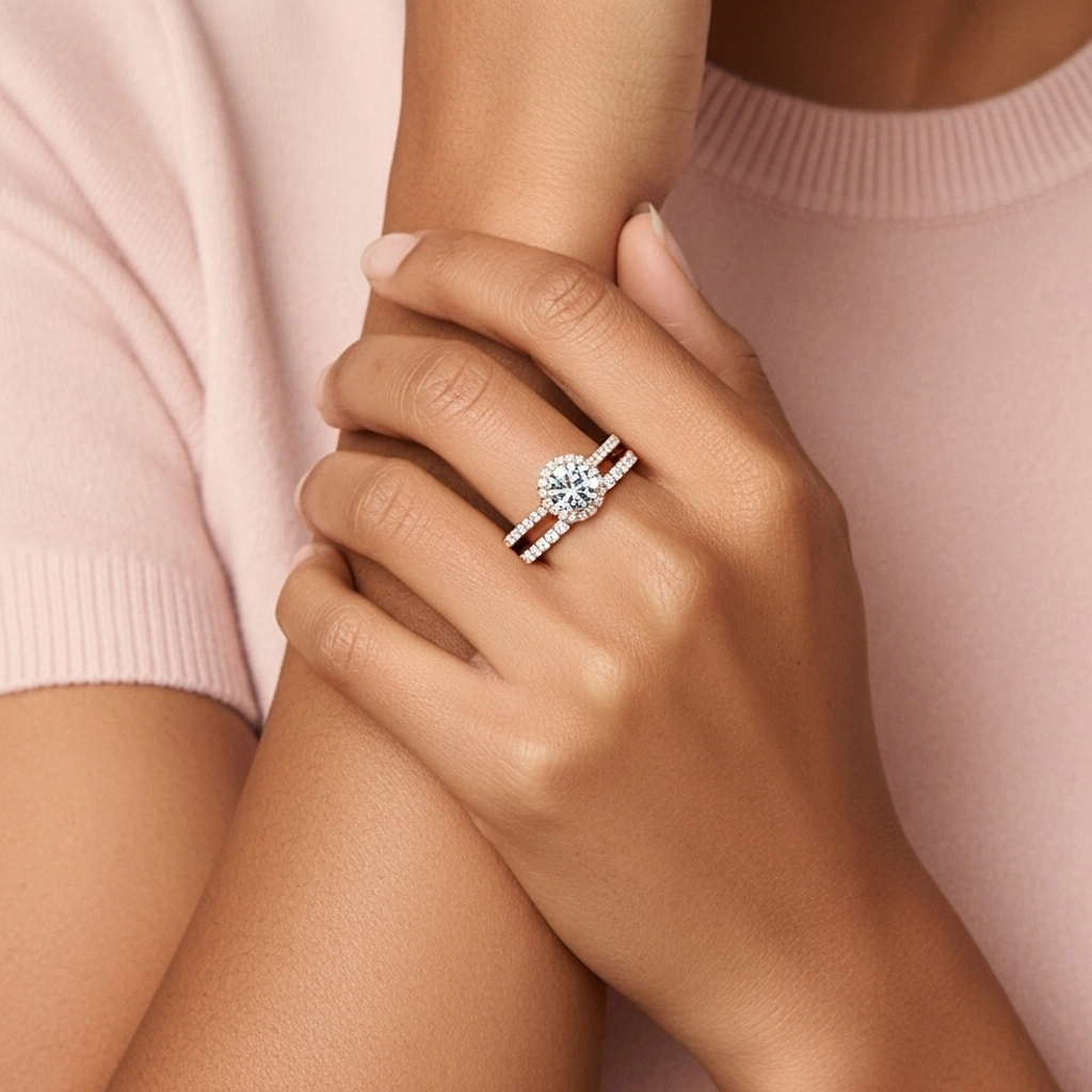 18K Rose Gold Plated Antique Wedding Ring Set