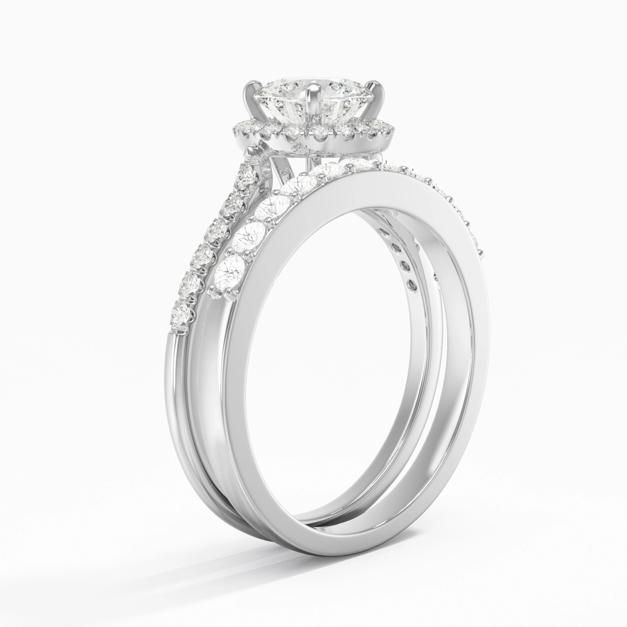 White Gold Plated Antique Wedding Ring Set