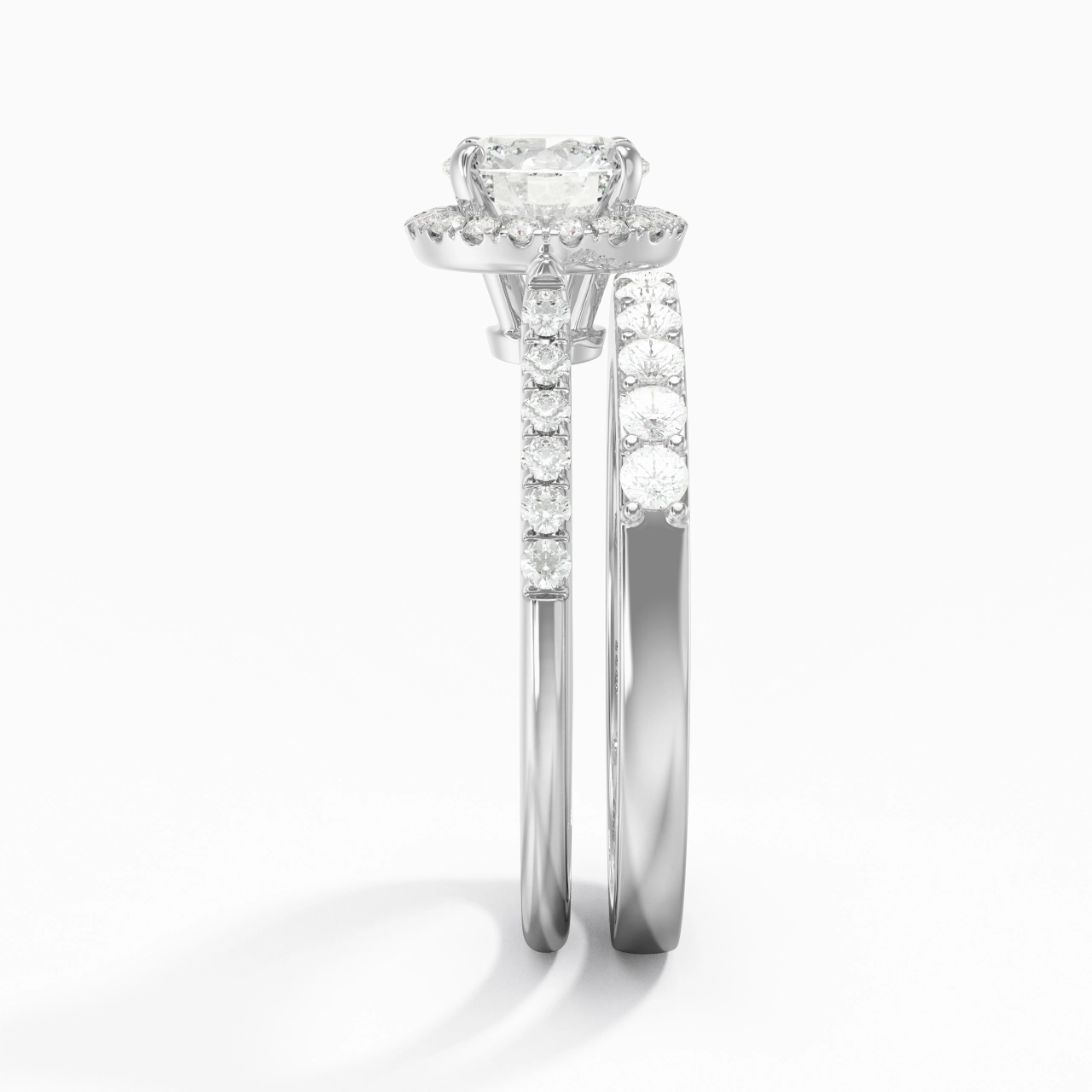White Gold Plated Antique Wedding Ring Set