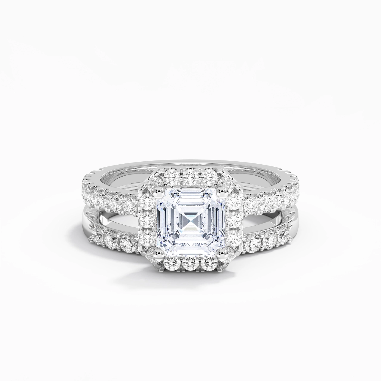 925 Sterling Silver Moissanite Wedding Ring Set