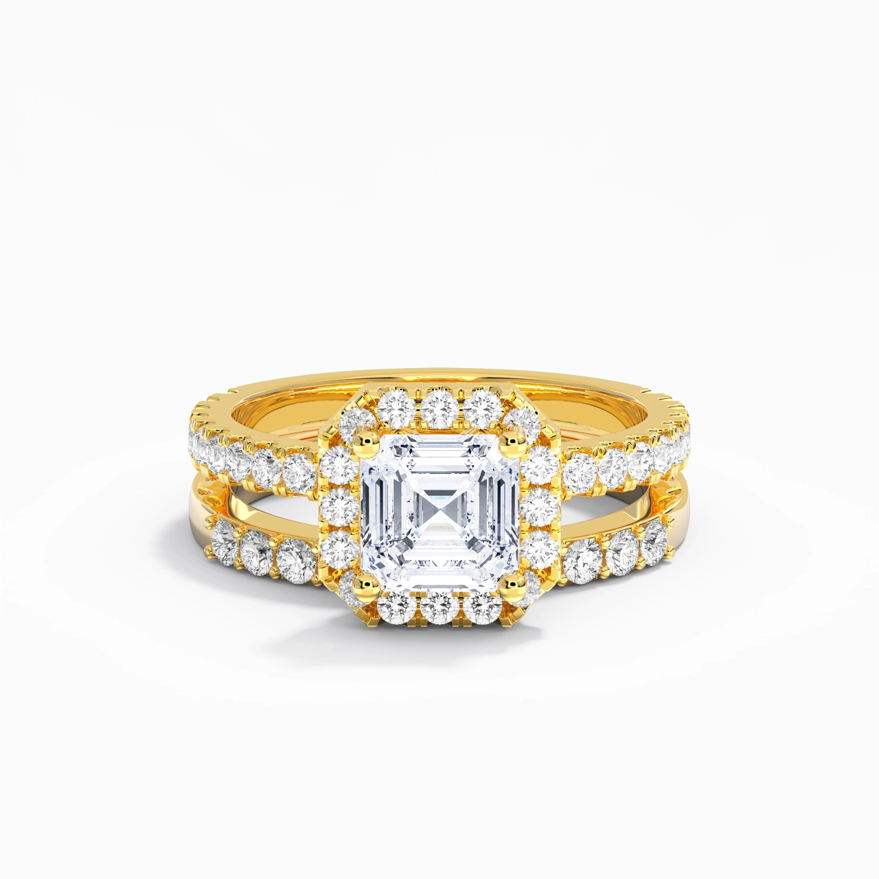 925 Sterling Silver Moissanite Wedding Ring Set