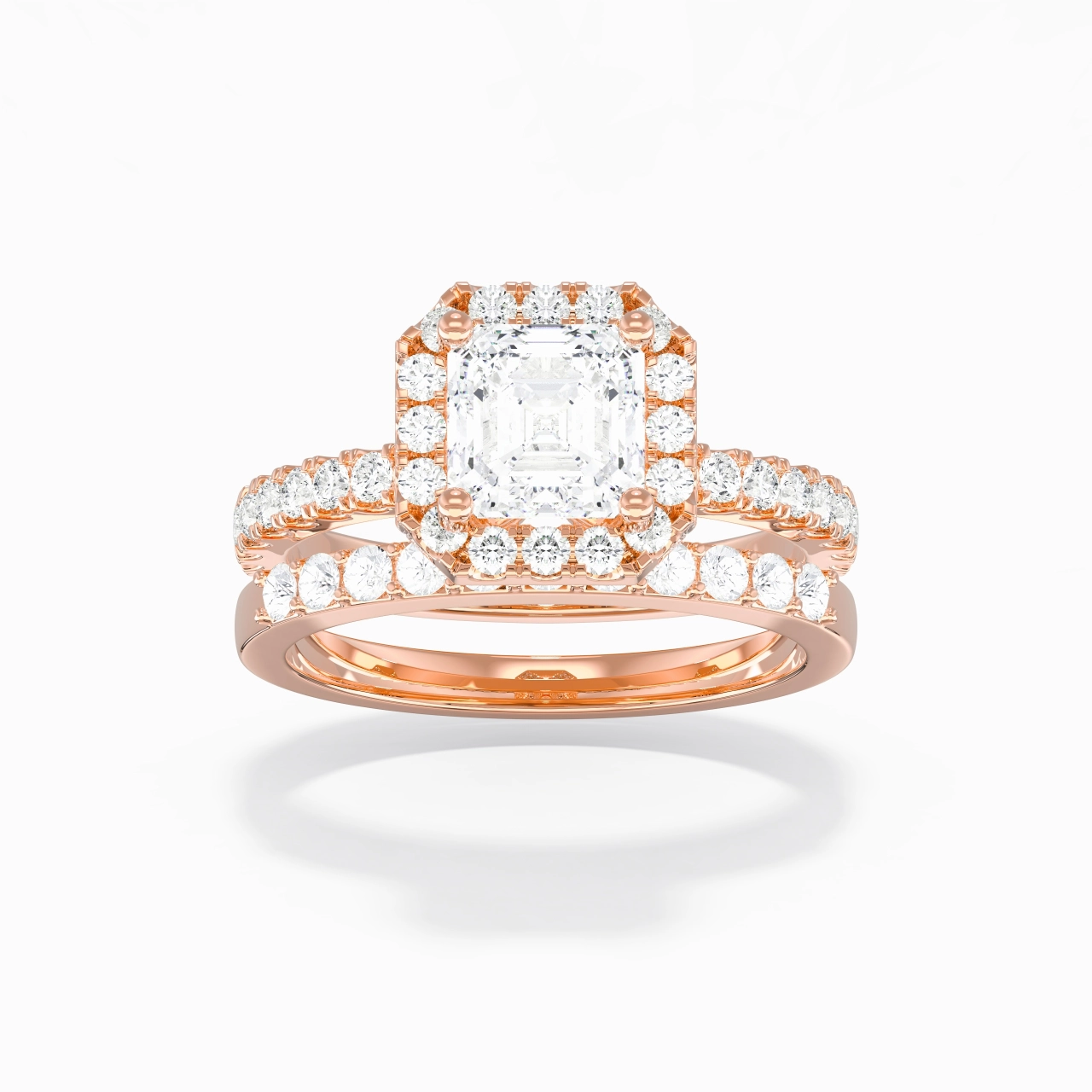 18K Rose Gold Moissanite Wedding Ring Set