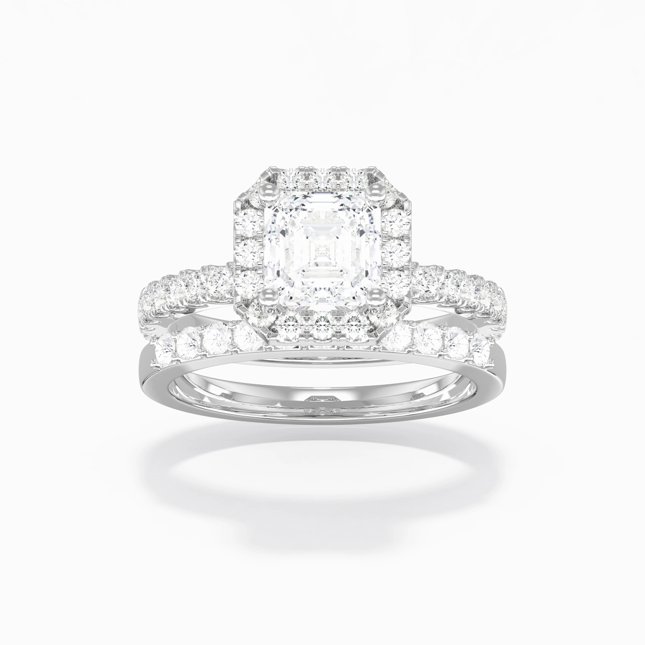 925 Sterling Silver Moissanite Wedding Ring Set