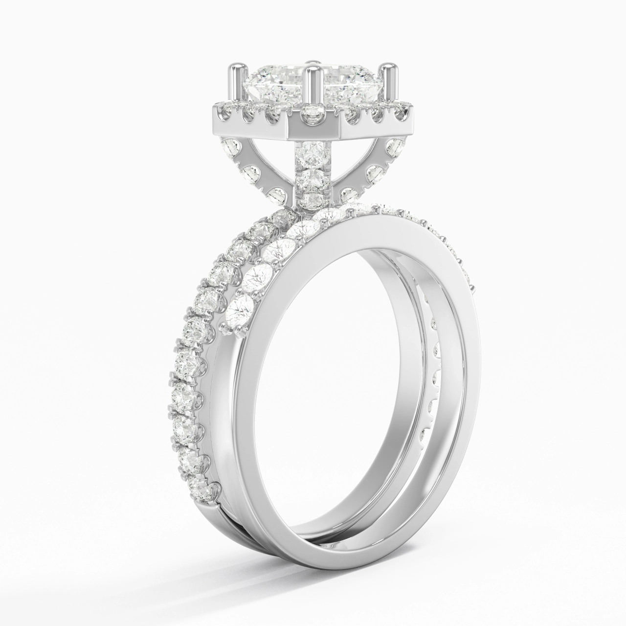 925 Sterling Silver Moissanite Wedding Ring Set