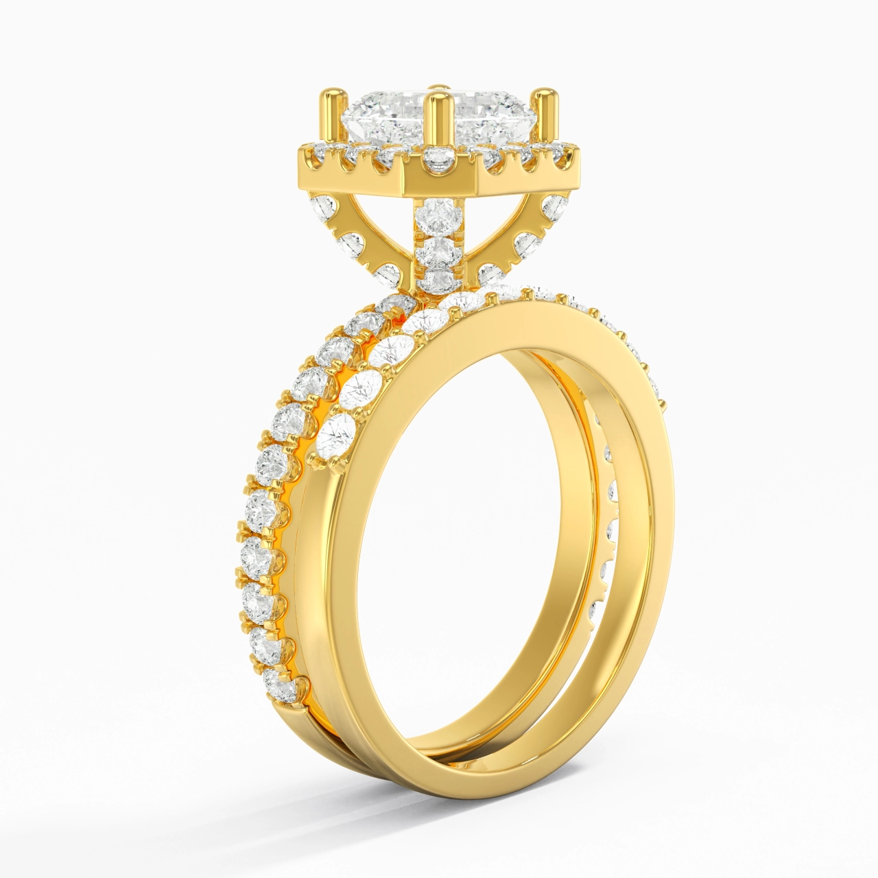 925 Sterling Silver Moissanite Wedding Ring Set
