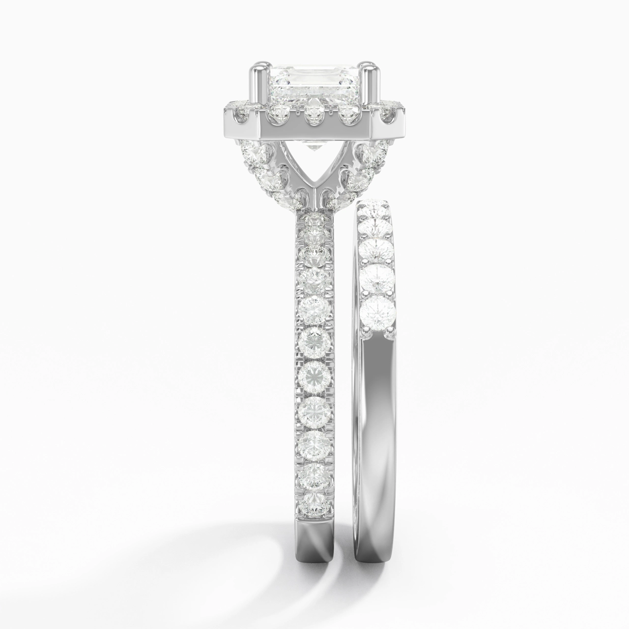 925 Sterling Silver Moissanite Wedding Ring Set