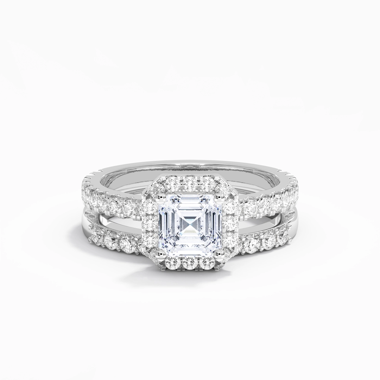 925 Sterling Silver Moissanite Wedding Ring Set