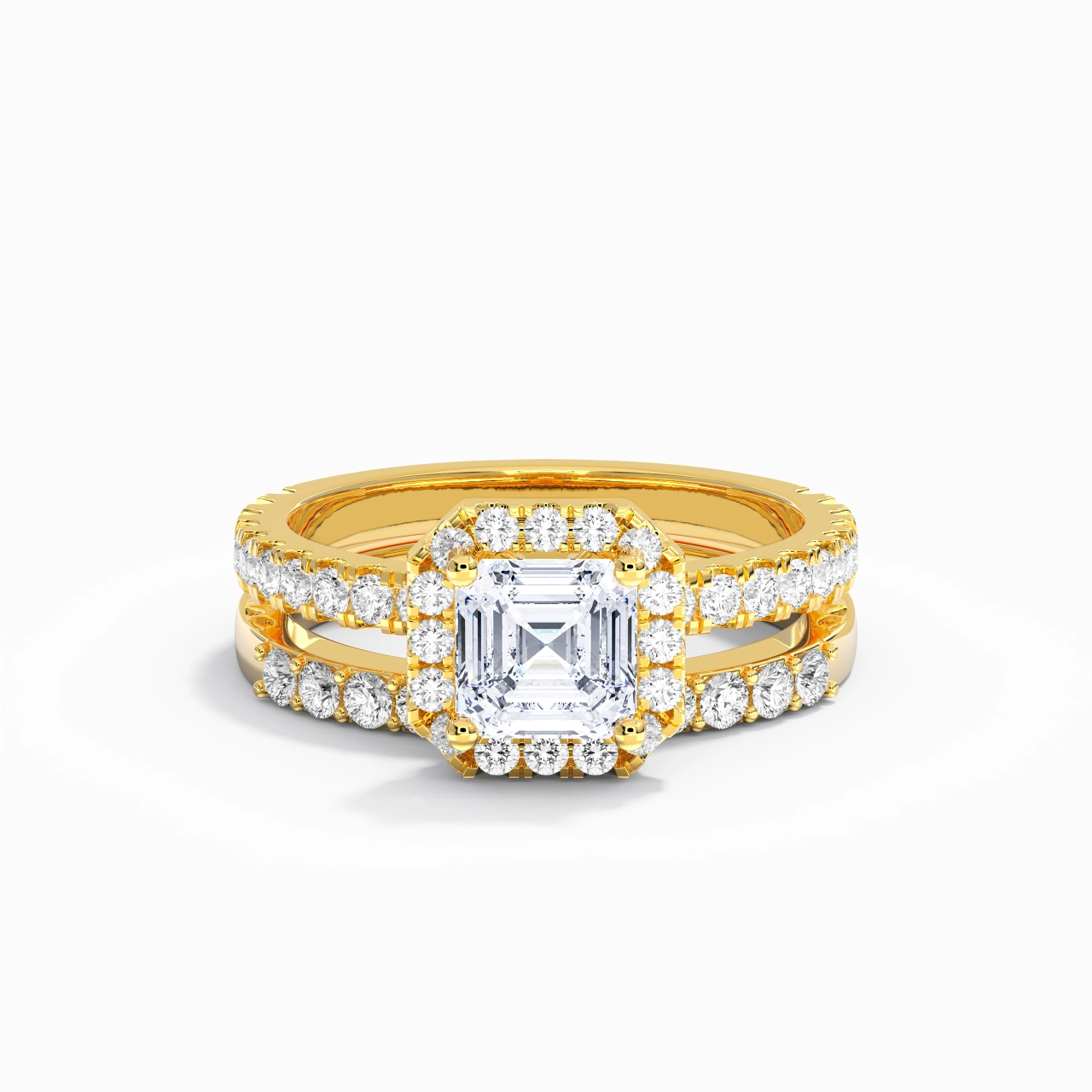 14K Gold Moissanite Wedding Ring Set