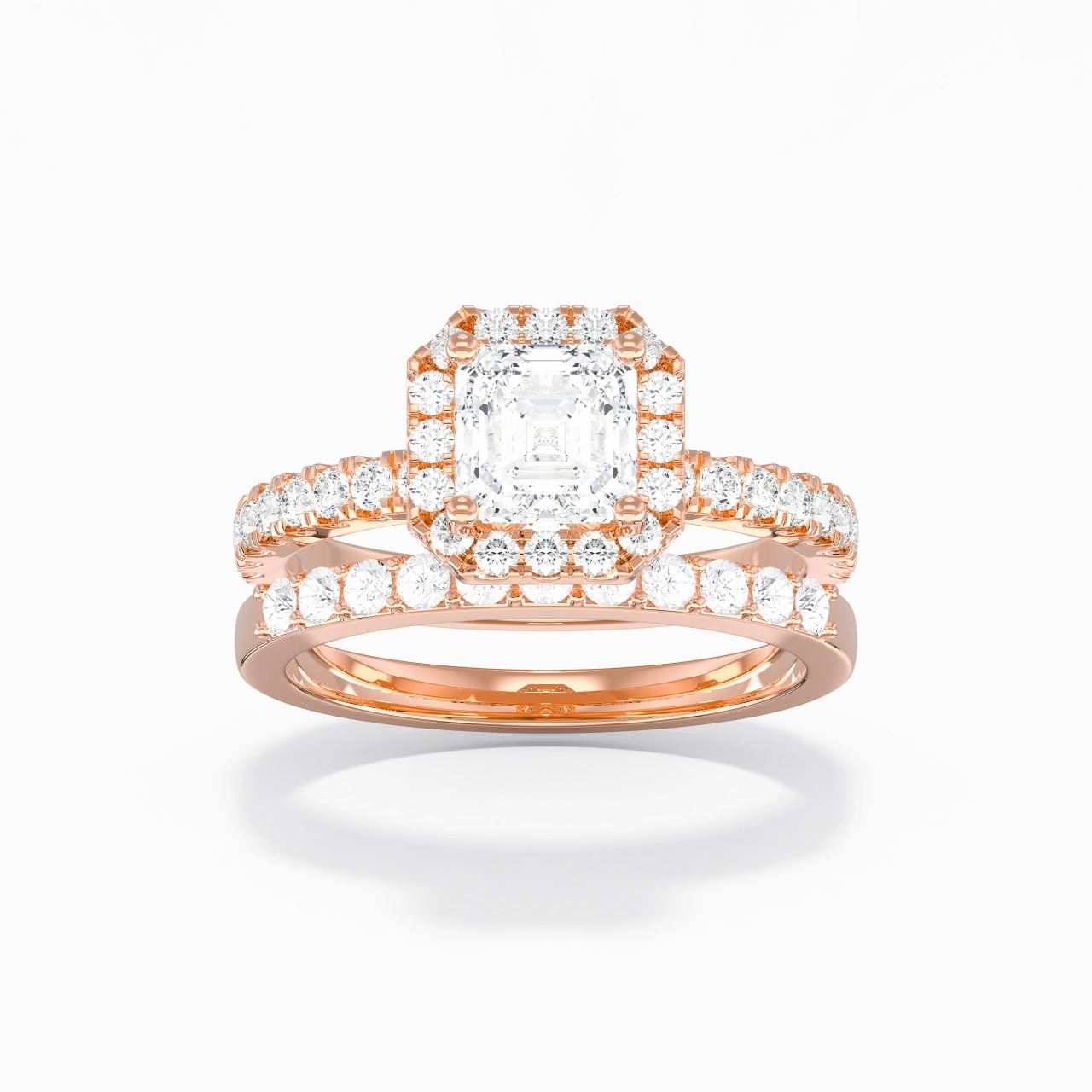 18K Rose Gold Moissanite Wedding Ring Set