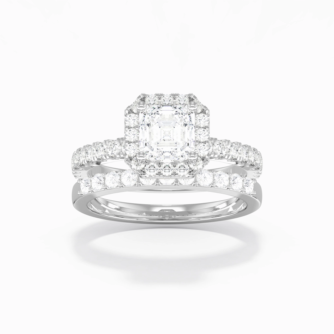 925 Sterling Silver Moissanite Wedding Ring Set