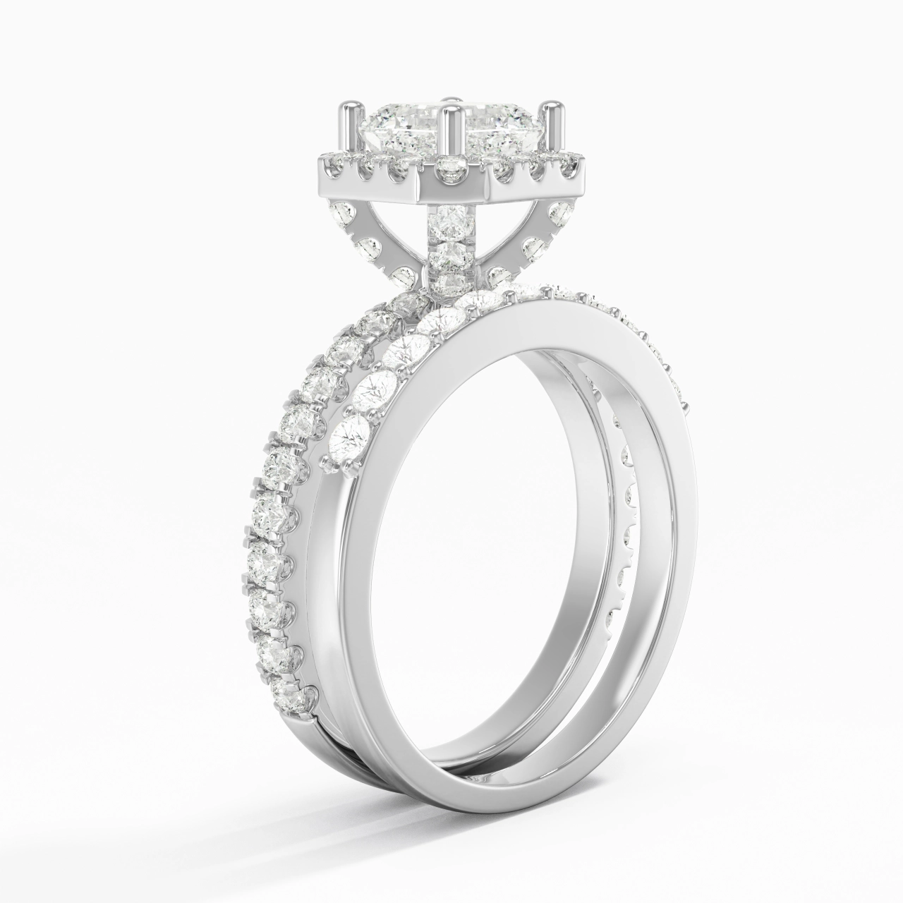 925 Sterling Silver Moissanite Wedding Ring Set