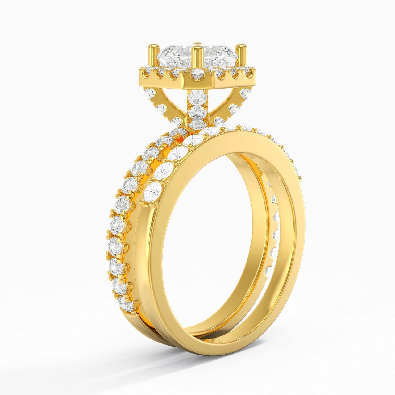14K Gold Moissanite Wedding Ring Set