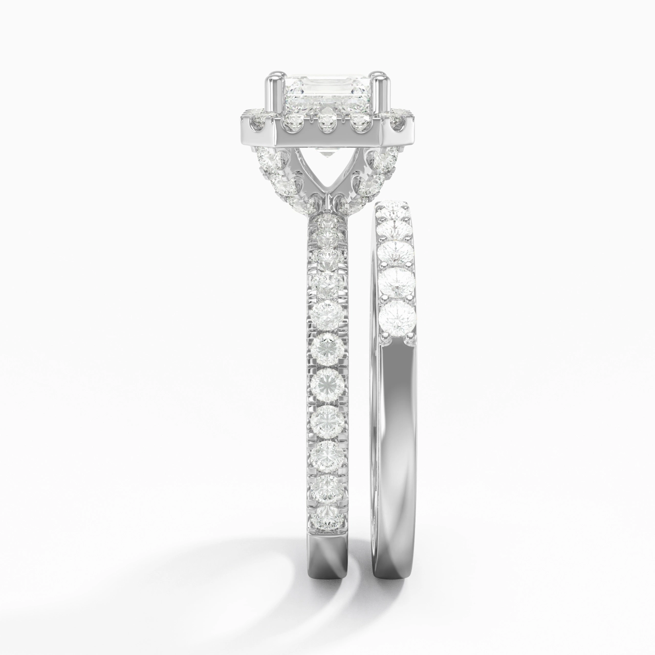 925 Sterling Silver Moissanite Wedding Ring Set