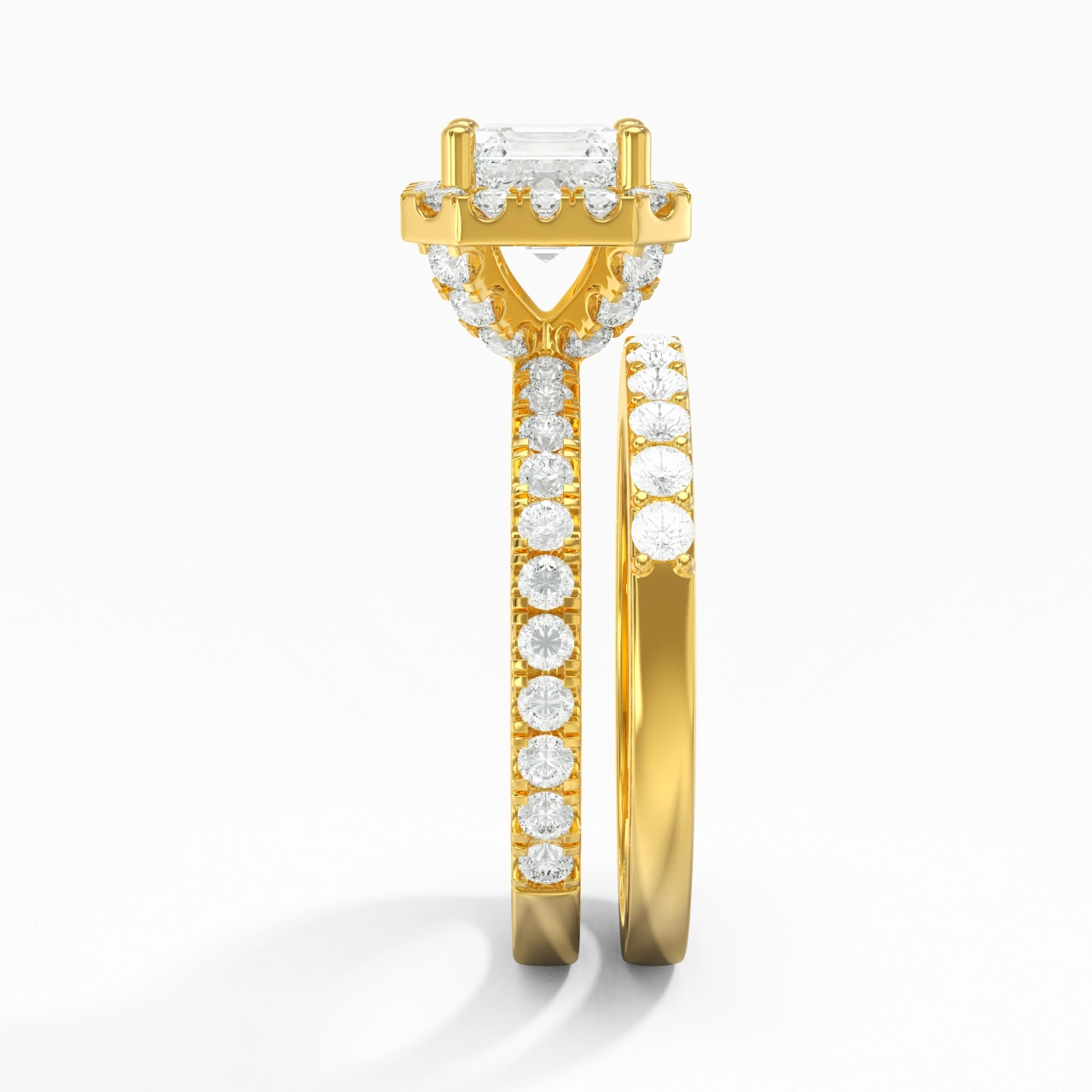 14K Gold Moissanite Wedding Ring Set