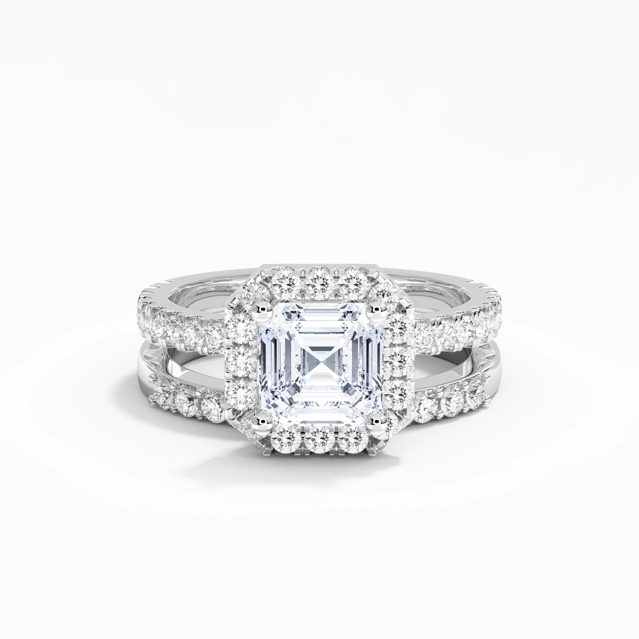 925 Sterling Silver Moissanite Wedding Ring Set