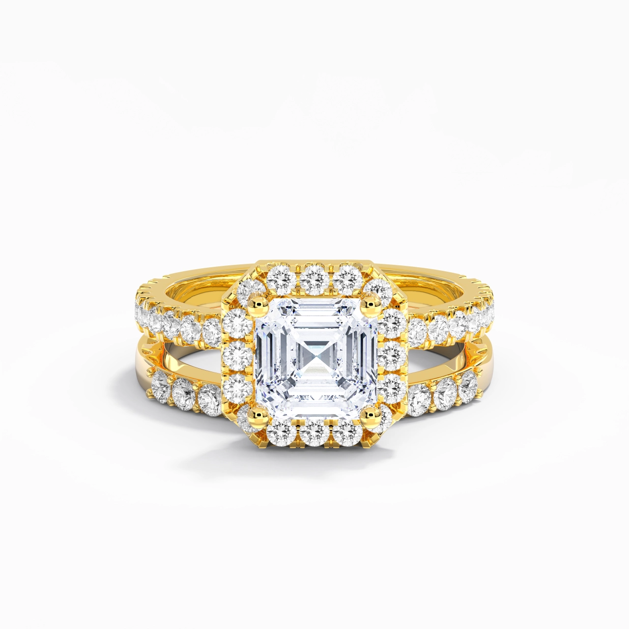 14K Gold Moissanite Wedding Ring Set
