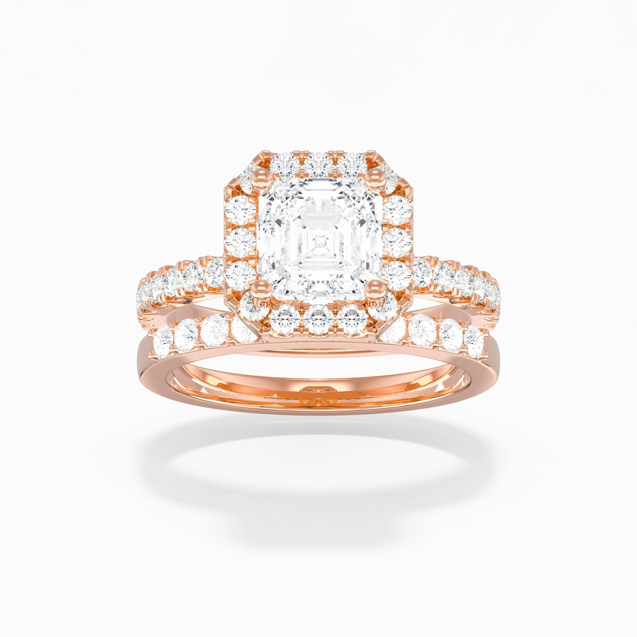 14K Rose Gold Moissanite Wedding Ring Set